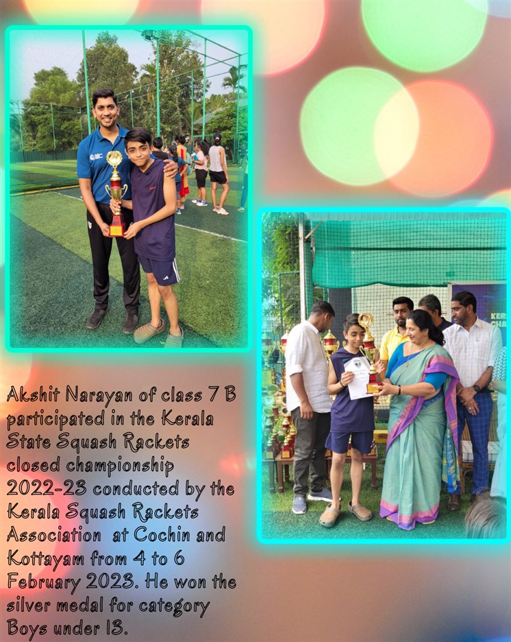 Winner of Kerala State Squash Rackets closed championship 2022-23